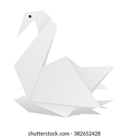 Origami swan on a white background.