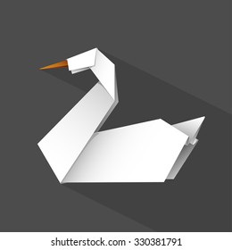 Origami swan.Vector.