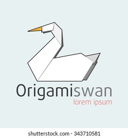 Origami swan.Vector.