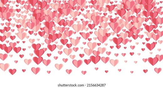 Origami sweet heart shapes confetti background design. Festive decorative elements. Banner backdrop. Little heart family symbols illustration.