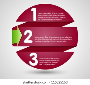 Origami template for your text, 3 steps-vector