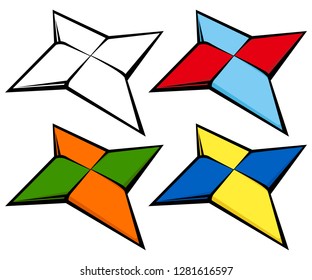 Origami "throwing star" on white background. Throwing star is a weapon of a ninja. Vector illustration of traditional Japanese toy "origami".