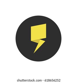 Origami Thunder or Lightning Icon. Isolated on White Background.