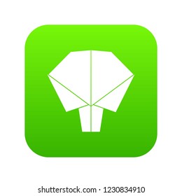 Origami tree icon green vector isolated on white background