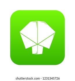 Origami tree icon green vector isolated on white background