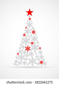 Origami tree of snowflakes, vector art illustration.