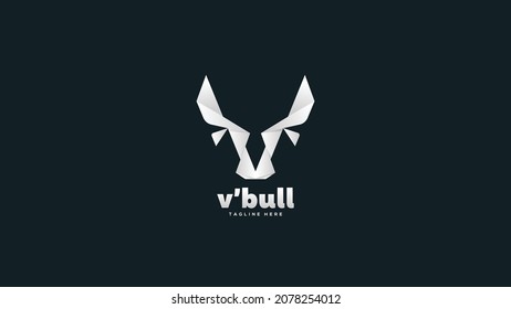 Origami triangle bison logo design