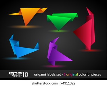 Origami triangle style speech Banner . All shadows are transparent, ready to copy and paste on every surface.
