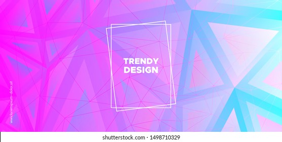 Origami Triangles Wallpaper. Digital Polygon Layout. Futuristic Vector Illustration. Blue Graphic Geometry. Triangular Background. Pink Polygon Pattern. Geometric Texture. Modern Polygon Poster.