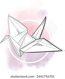 Origami Tsuru for Tattoo, For t-shirts, For mugs