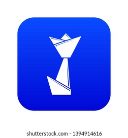 Origami tulip icon blue vector isolated on white background