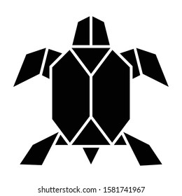 origami turtle  icon glyph vector design