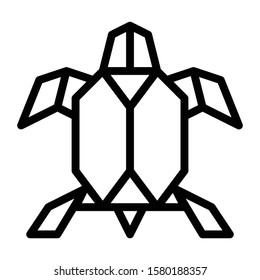 origami turtle icon outline vector design