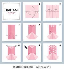 Origami tutorial for kids. Origami blouse and skirt.