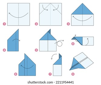 Origami tutorial for kids. Origami cute Airplane.