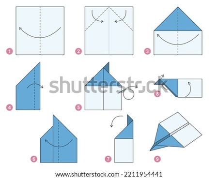 Origami tutorial for kids. Origami cute Airplane.