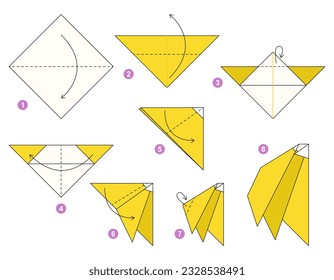 Origami tutorial for kids. Origami cute bananas.