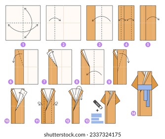 Origami tutorial for kids. Origami cute bathrobe.