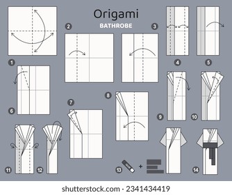 Origami tutorial for kids. Origami cute bathrobe.