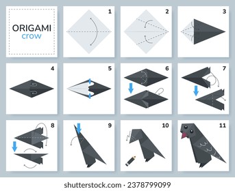 Origami tutorial for kids. Origami cute bird.