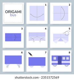 Origami tutorial for kids. Origami cute bus.