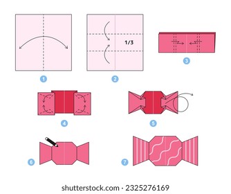 Origami tutorial for kids. Origami cute candy.