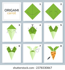 Origami tutorial for kids. Origami cute carrot.