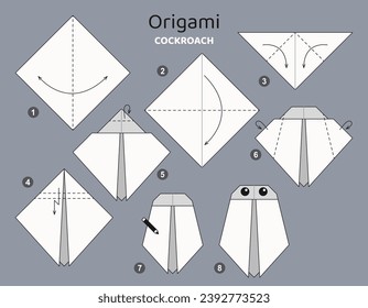 Origami-Tutorial für Kinder. Origami süße Schabe.