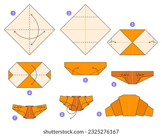 Origami tutorial for kids. Origami cute croissant.