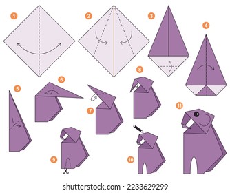 Origami tutorial for kids. Origami cute Elephant.