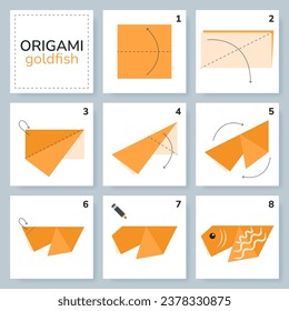 Origami tutorial for kids. Origami cute goldfish.