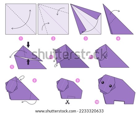 Origami tutorial for kids. Origami cute Hippo.