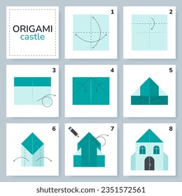 Origami tutorial for kids. Origami cute house.