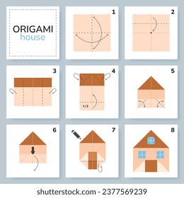 Origami tutorial for kids. Origami cute house.