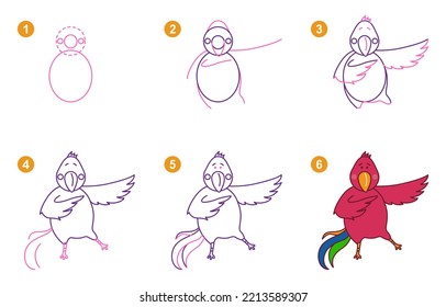 Origami tutorial for kids. Origami cute Macaw parrot.