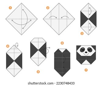 Origami tutorial for kids. Origami cute Panda.