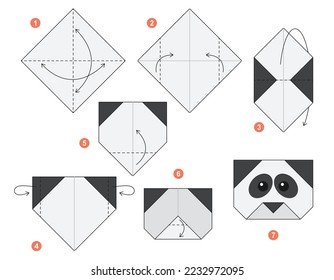 Origami tutorial for kids. Origami cute Panda.