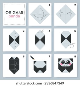 Origami tutorial for kids. Origami cute panda.