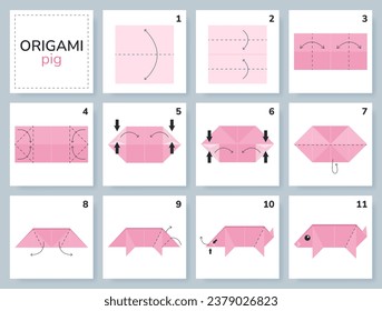 Origami tutorial for kids. Origami cute pig.