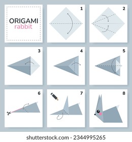 Origami tutorial for kids. Origami cute rabbit.