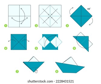 Origami tutorial for kids. Origami cute ship.