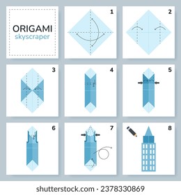 Origami-Tutorial für Kinder. Himmelskratzer