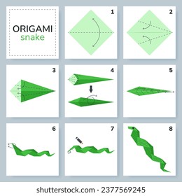 Origami tutorial for kids. Origami cute snake.