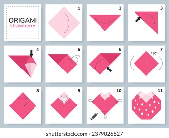 Origami tutorial for kids. Origami cute strawberry