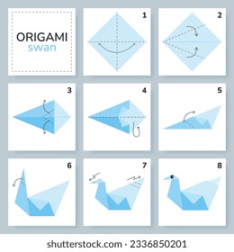 Tutorial de origami para niños. Un cisne lindo.