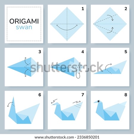 Origami tutorial for kids. Origami cute swan.