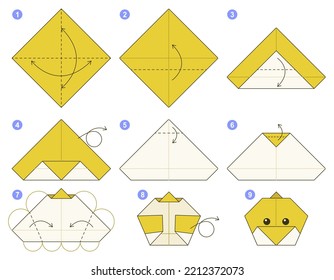 Origami Tutorial Origami Scheme Kids Chick Stock Vector (Royalty Free ...