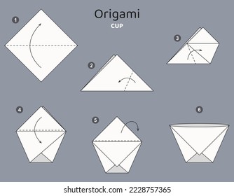 Origami-Tutorial. Origami für Kinder. Cup.