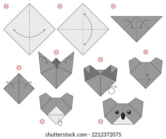 Origami-Tutorial. Origami für Kinder. Koala. 