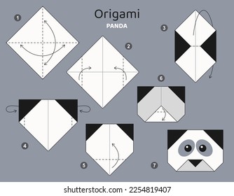 Tutorial de Origami. Esquema de origami para los niños Panda.